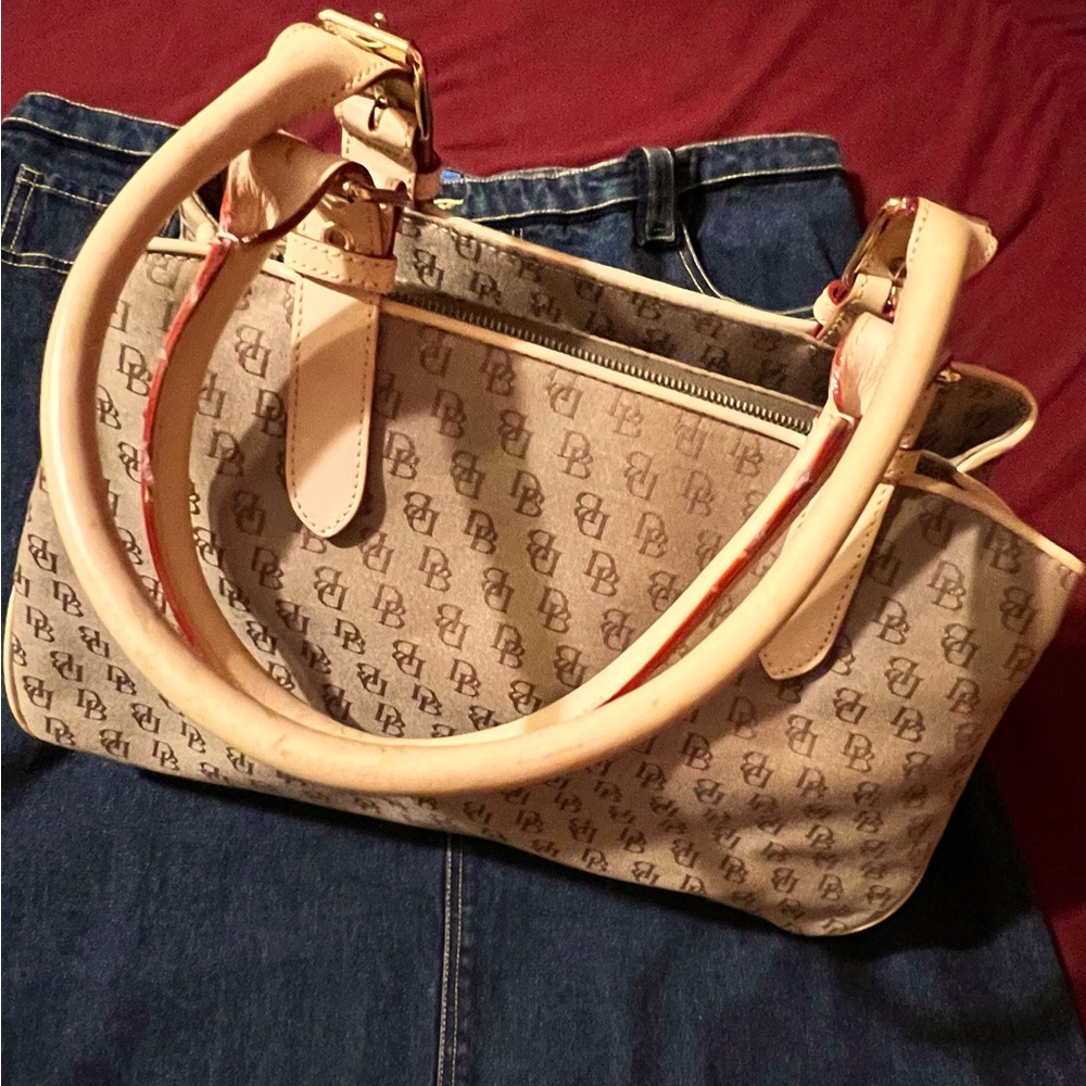 Vintage Dooney & Bourke Tote brown with leather trim EUC